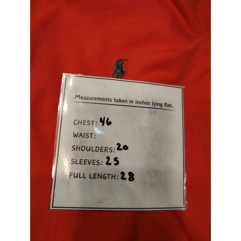 Polo Ralph Lauren Men Sz L  Long‎ Sleeve Crew Preppy T Shirt Orange Green Pony - Picture 5 of 8